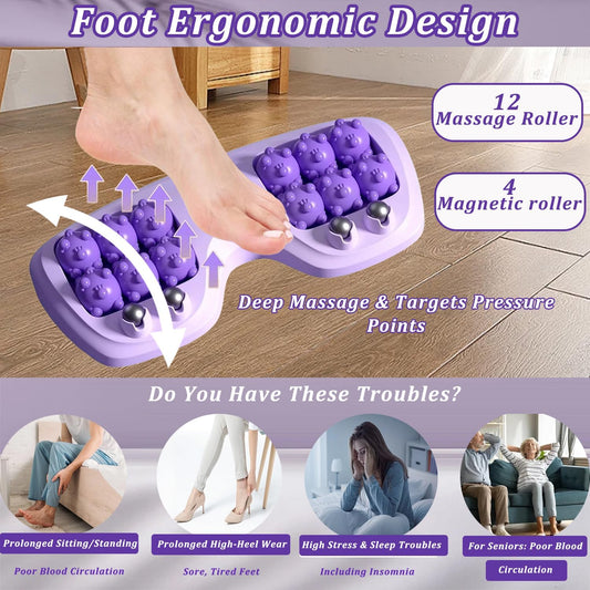 Portable Double Foot Massage Roller for Plantar Fasciitis Relief,Foot Massage Roller with Acupressure Therapy,Pain Relief, Stress Relief & Improved Circulation, Reflexology Tool for Home & Office Use