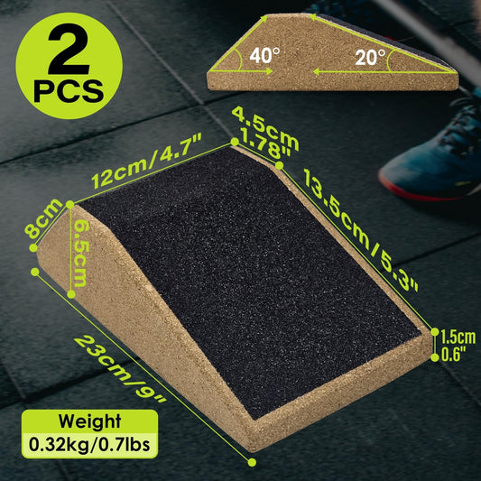 2Pcs Cork Squat Wedge Block, Non-Slip Slant Boards, Ramp Platform for Elevate Heels and Squat Support