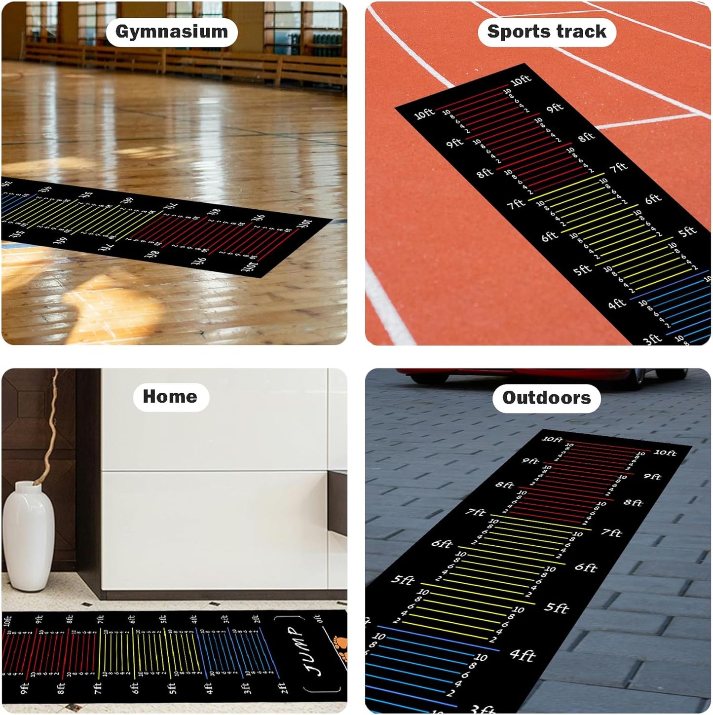 Long Standing Jump Mat Non-Slip Broad Measurement Jumping Rope Pad Foldable Yoga Mat for Gym, Outdoor Exercise, Home Workout
