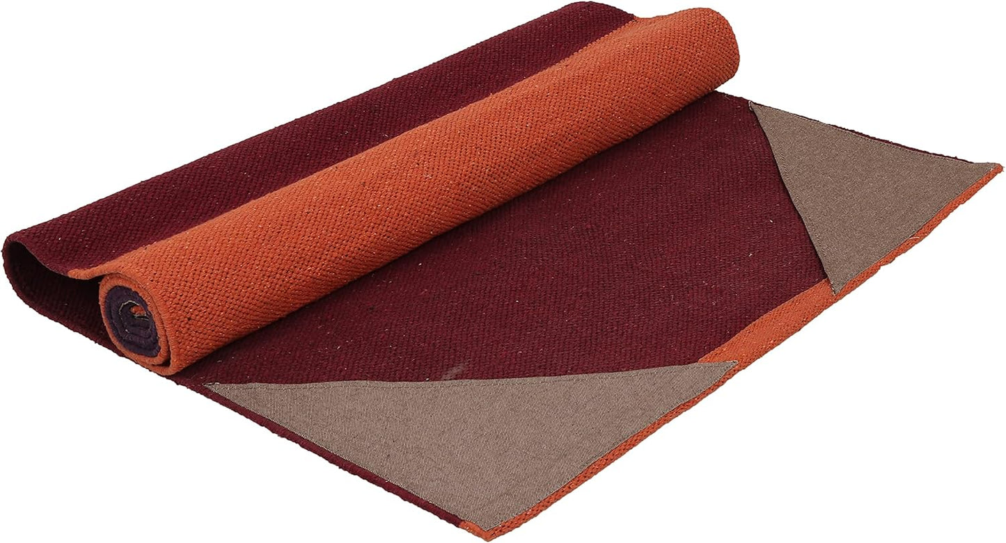 KD Yoga Rug Mat Convert Plastic Yoga Mat to Eco Friendly 100% Cotton Gripping with Corner Pocket