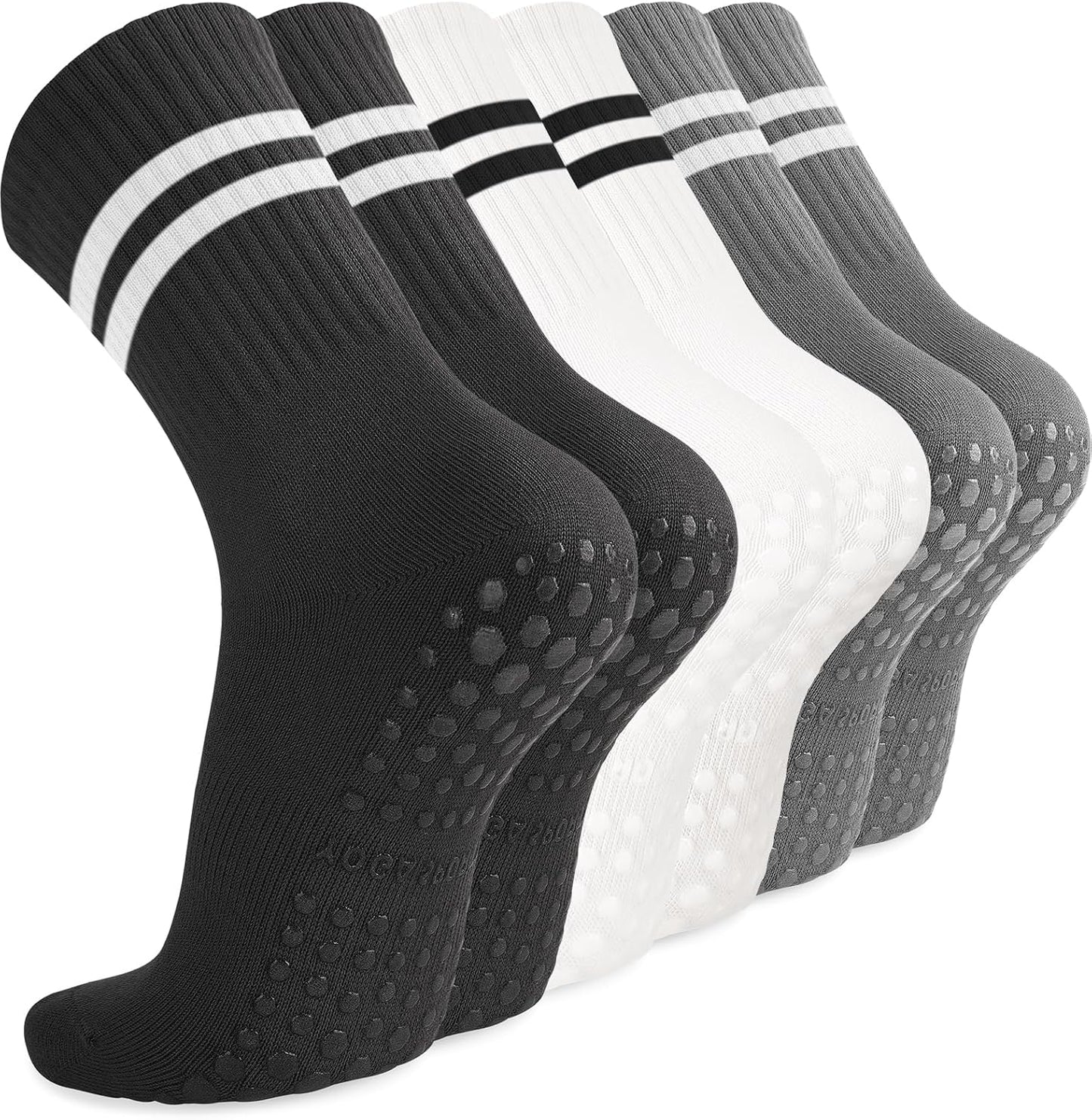 Diu Life 3 Pack Pilates Socks Yoga Socks with Grips for Women Non Slip, Workout, Pure Barre, Ballet, Dance, Hospital Socks