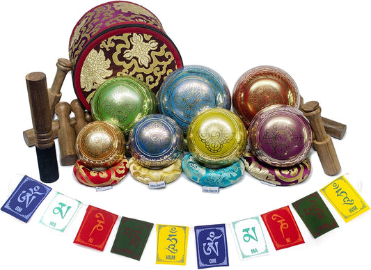 ESK Chakra Healing Tibetan Singing Bowl Set of 7 for Meditation- Himalayan Singing bowls, ESK 11
