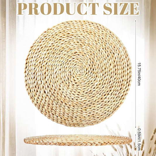 Sintuff 8 Pcs 16 Inch Straw Floor Cushions Classroom Large Pillow Seating Meditation Floor Pillow Boho Natural Woven Seat Cushion Japanese Tatami Cushion for Classroom Home Group Activity