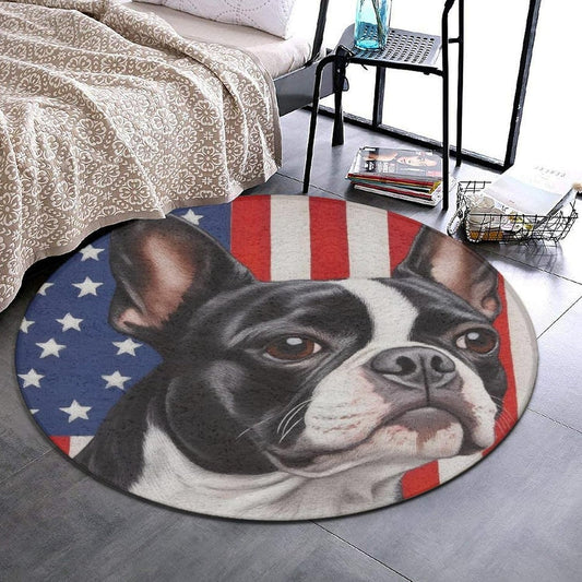 Machine Washable Modern Round Area Rug, Room Sofa Yoga Soft Round Carpet, Home Decor Non Slip Kitchen Office Circle Rug Union Jack Flag UK Mandala Art, 60inch