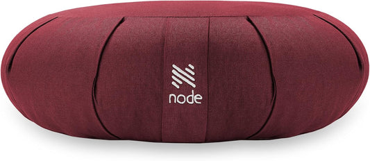Zafu Meditation Cushion, 15" Round Buckwheat Yoga Pillow with Organic Cotton Cover - Burgundy