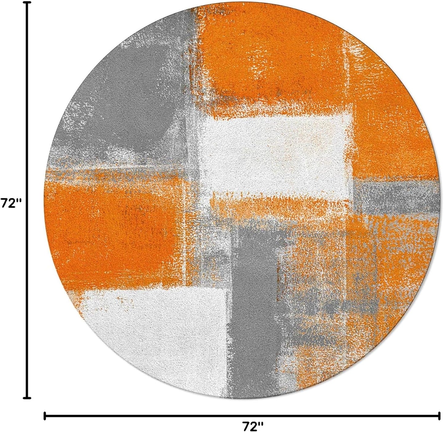 Orange Round Area Rug for Living Room 6 ft Abstract Modern Contemporary Rug Carpet Floor Mat Yoga Mat for Boys Girls Playroom Home Decor 6 ft