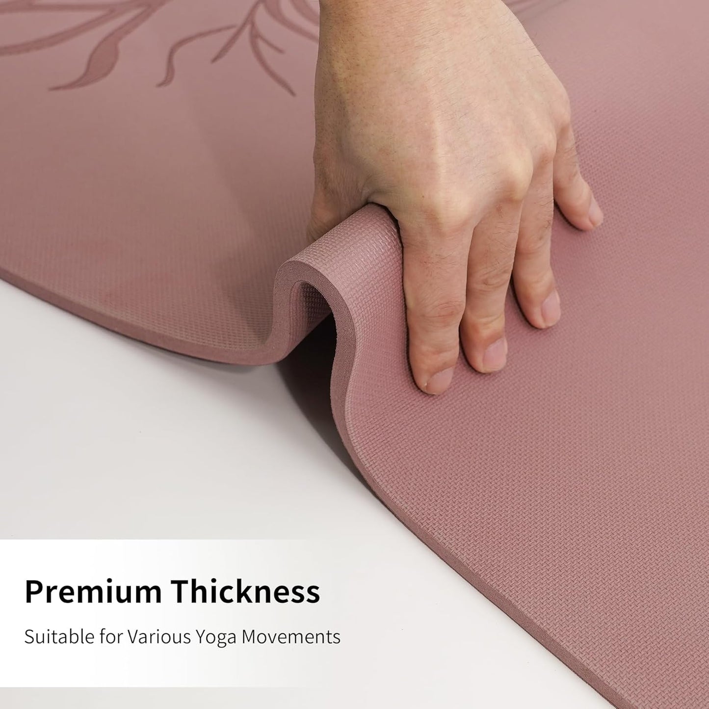 HAHE Yoga Mat Thick (8MM,1/3"), Eco-Friendly POE Non Slip Yoga Mat, High Rebound & Shock Absorption, Anti-Tear & Sweat-Resistant for Yoga, Fitness, Home, Workouts, Large Pilates Mats 72"x24" with Carrying Strap (Dark Pink)