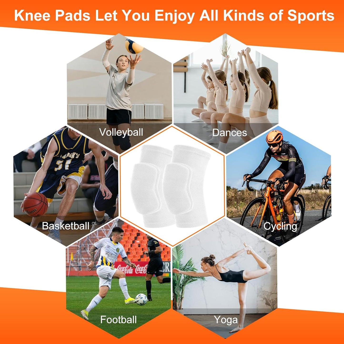 HISFFOG Volleyball Knee Pads for Women, Men, Youth, Girls, Kids, Knee brace for Volleyball Basketball Football Dance Yoga Tennis Running Cycling Workout Climbing Wrestling