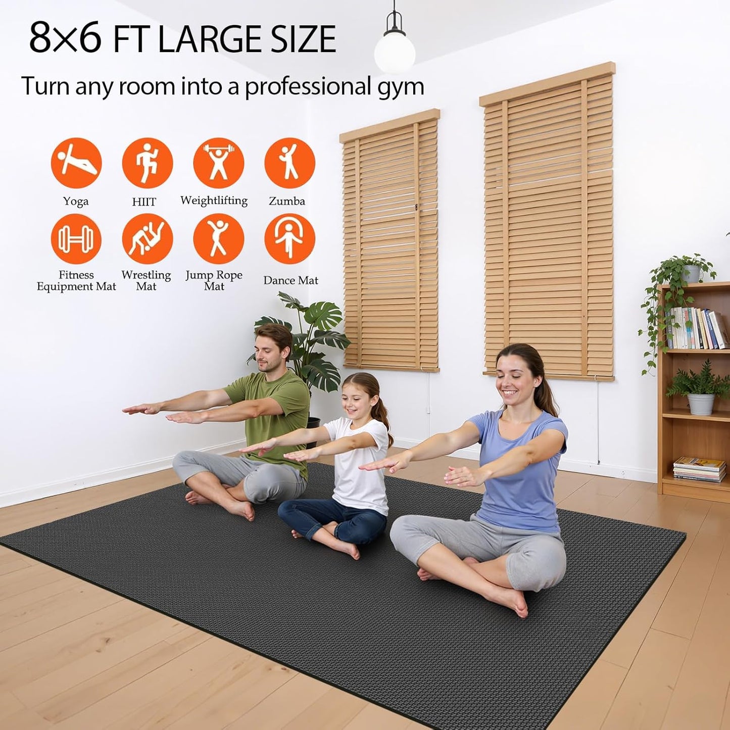 VTORY 7mm Large Workout Mat 7×5 ft – Extra Large Wide Yoga Mat & Pilates Mat Thick, Non-Slip Exercise Mat for Home Gym, Home Workout, HIIT, Strength, Stretching