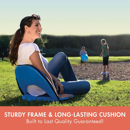 PICNIC TIME Oniva Portable Reclining Stadium Seat with Back Support, Folding Bleacher Chairs with Back and Cushion, Thick Padded Bench Seat and Armrest, Includes Six Backrest Positions