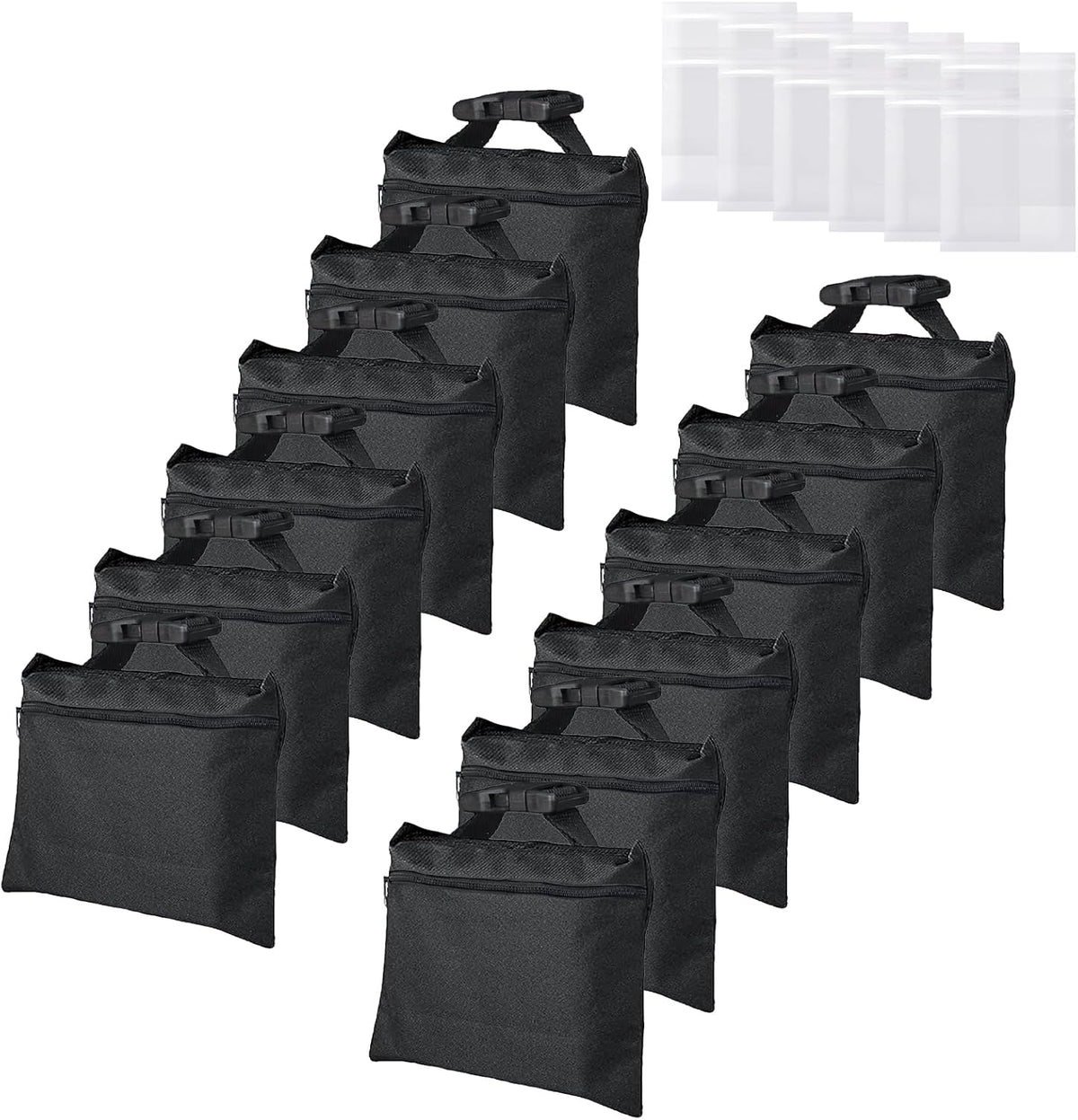 Sandbags 4 Packs with 4 PE Bags, Heavy Duty Sand Bags, Sand Bags for Weight with Zipper and Buckle Straps for Support Light Stand, More 2/4/6/8/10/12 Packs Sand Bag to Choose.