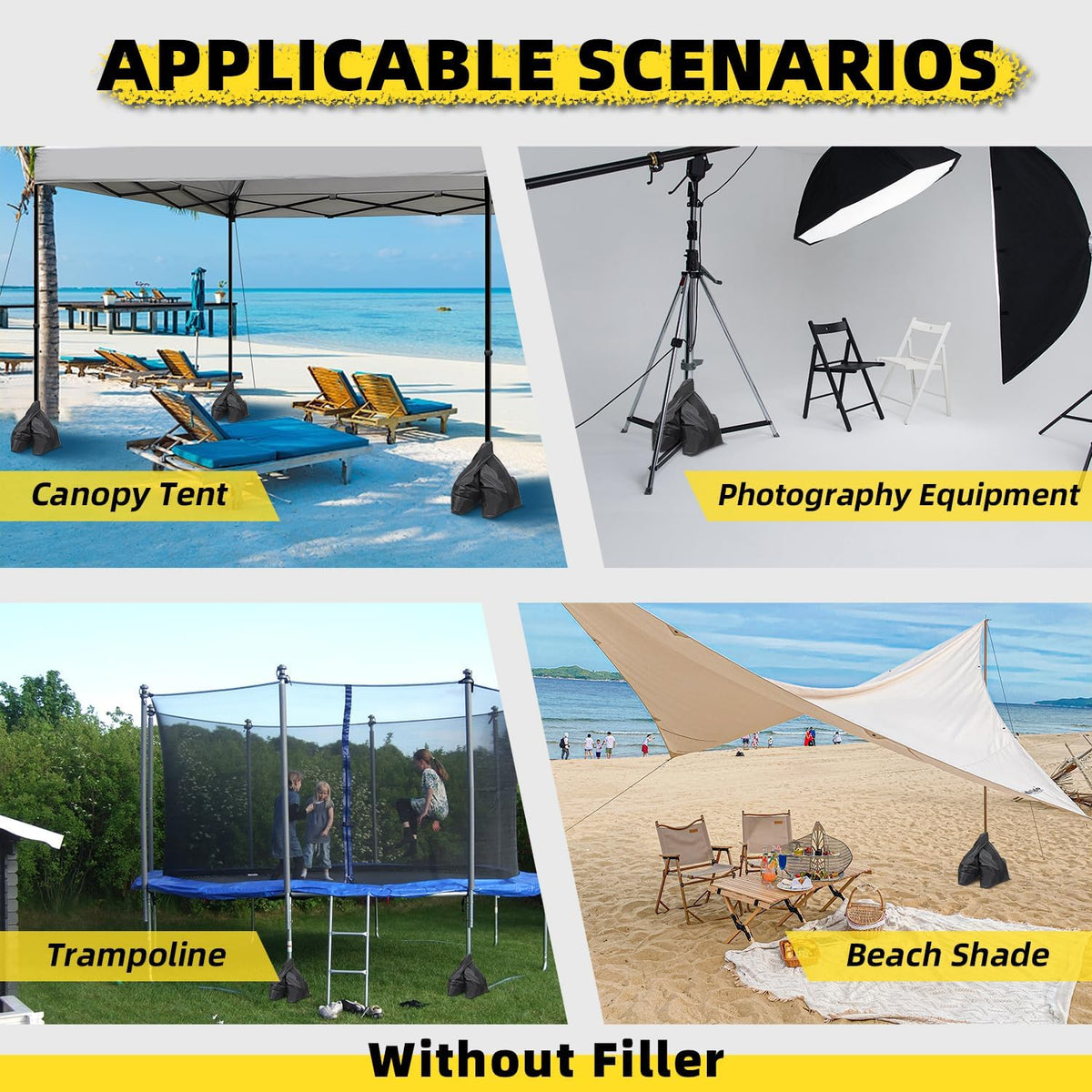 Canopy Weights Sandbags Set of 4,Capacity 140LBS(Without Filler)