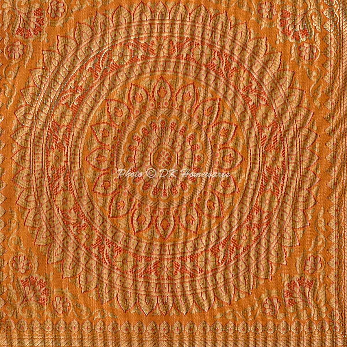 Indian Jacquard Brocade Silk Bolster Yoga Rectangle Pillow Cover Cylindrical Hotdog Brown Tube Masand Home Decor Living Room Mandala Traditional Throw Cushion Cover 76x38 cm - 1 Pc
