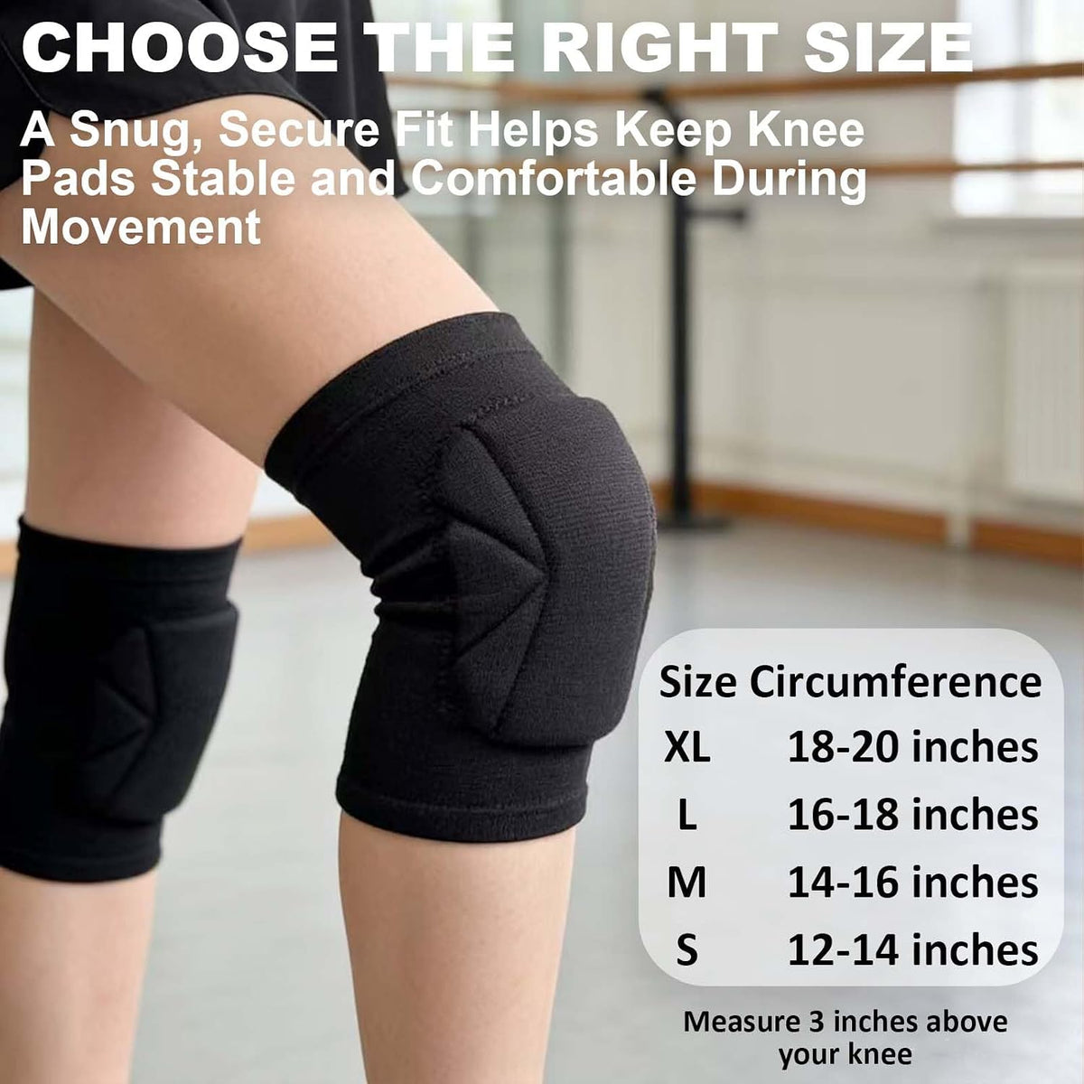 Volleyball Knee Pads for Men Women, Soft Sleeves with Thick Foam, Black M