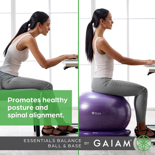 Balance Ball & Base Kit, Yoga Ball Chair, Exercise Ball with Inflatable Ring Base for Home or Office Desk, Includes Air Pump