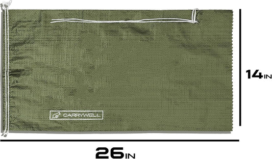 (Not Made in China) 20 Pack, Heavy Duty Sand Bags for Flooding, Empty Sandbags with Tie Strings, UV Protection 1600 Hours, Flood Control,14in x 26in, Sandbag for Weight, 50lb Capacity, White