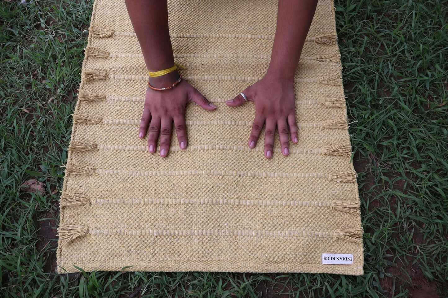 EcoComfort Cotton Yoga Mat - Hand-Woven, Extra-Thick for Ultimate Home Fitness - Durable & Stylish Yoga Rug (24”x72”x5mm)