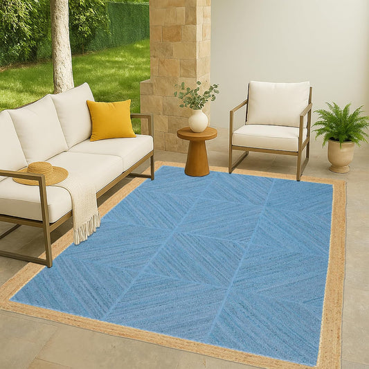 Area Rugs for Natural Jute 3x5 Hand Braided Jute Solid Design Yellow Beige Thick 0.27" Handmade Boho Mat Indoor Outoor Use Flatweave Rugs for Kitchen Bedside Yoga Mat - Colors A