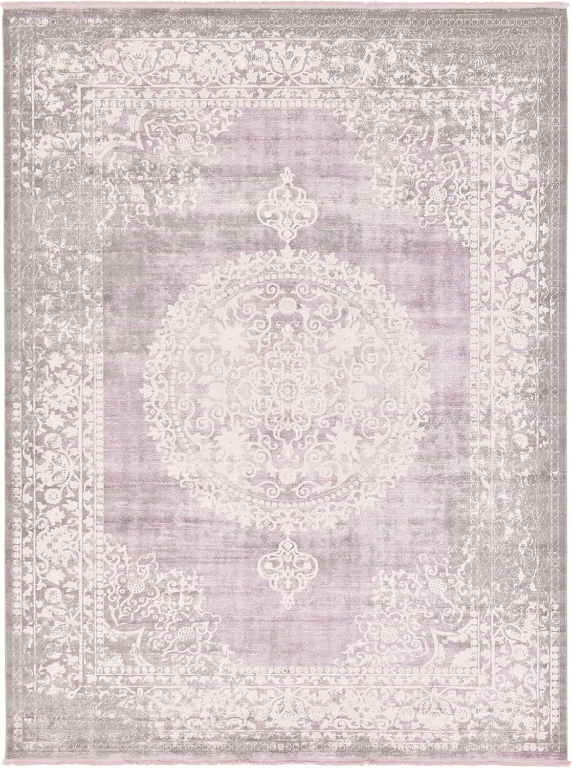 Unique Loom New Classical Collection Area Rug - Olwen (4'Round, Purple/ Gray)