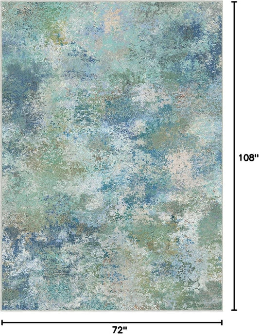 GENIMO 5X7 Area Rugs for Living Room, Machine Washable Non Slip Vintage Rugs, Low Pile Lightweight Chenille Print Rug for Bedroom, Dining Room, Home Office, Light Taupe Brown - Colors A