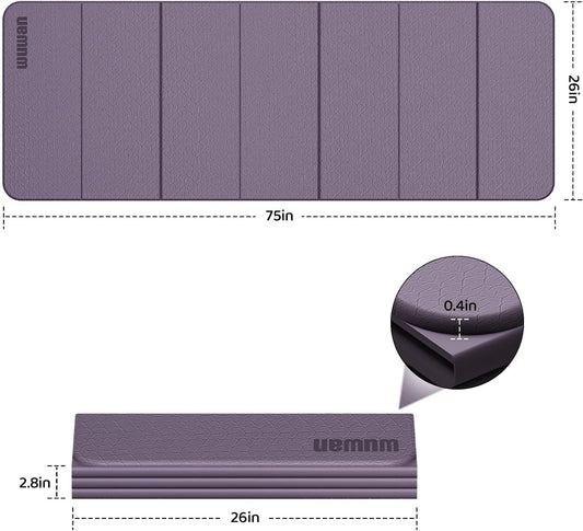 Yoga Mat Thick 10mm, Foldable Yoga Mat 75 x 26 x 0.4 Inches
