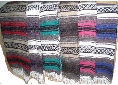 Five Large Authentic Mexican Falsa Blanket Throw Yoga Mexico Wholesale Pack Bulk TM