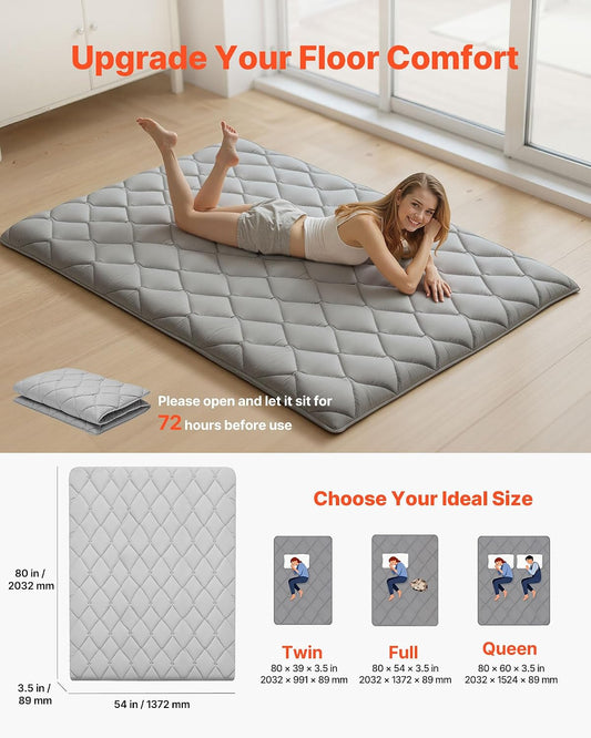 Japanese Floor Mattress, Futon Mattress, 100% High Density Comfortable Foam, Foldable Tatami Mat with Storage Bag, Sleeping Pad for Camping Dormitory Yoga