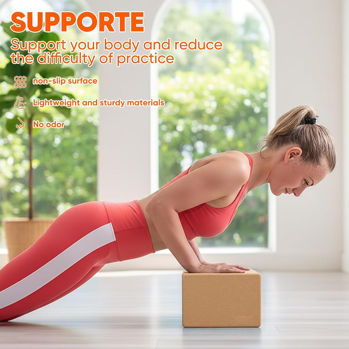 Cork Yoga Blocks for Pilates & Meditation, Non-Slip Moisture-Proof Lightweight Bricks, Supportive Eco-Friendly Equipment for Stretching & Pose Enhancement(1pack/2pack)