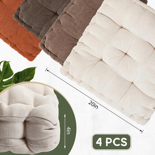 4 Pcs Mixed Colors Large Floor Pillow Cushion, Square 20 x 20