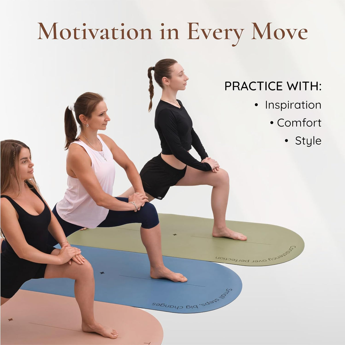Premium PU Yoga Mat | Sweat-Activated Non-Slip Grip | Natural Rubber Base | Arch-Shaped Design with Carry & Stretch Strap | For Yoga, Pilates & Stretching & Workouts