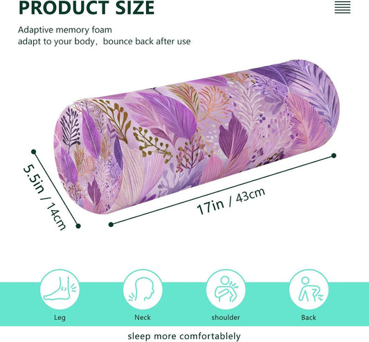 c Neck Roll Pillow Bolster Round Health Memory Foam Long Cervical Cylinder Pillows with Removable Washable Cover for Body Bed Legs Back Yoga - Colors A