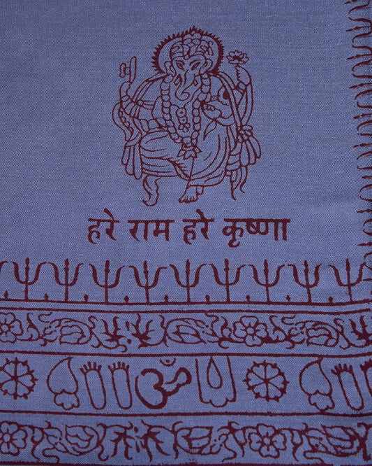 Yoga Scarf Meditation Shawl Large Wrap Hindu Prayer Stole OM Ganesha print