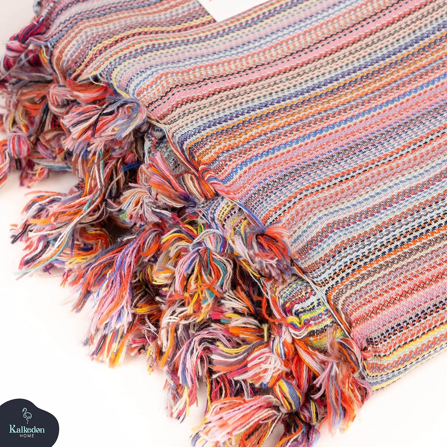 Kalkedon Towels Rainbow Beach Towel | Sarong |Luxurious Turkish Towel | Turkish Cotton Beach Blanket |Picnic Blanket |Peshtemal | Wrap | Pareo |Yoga Blanket (Purple)