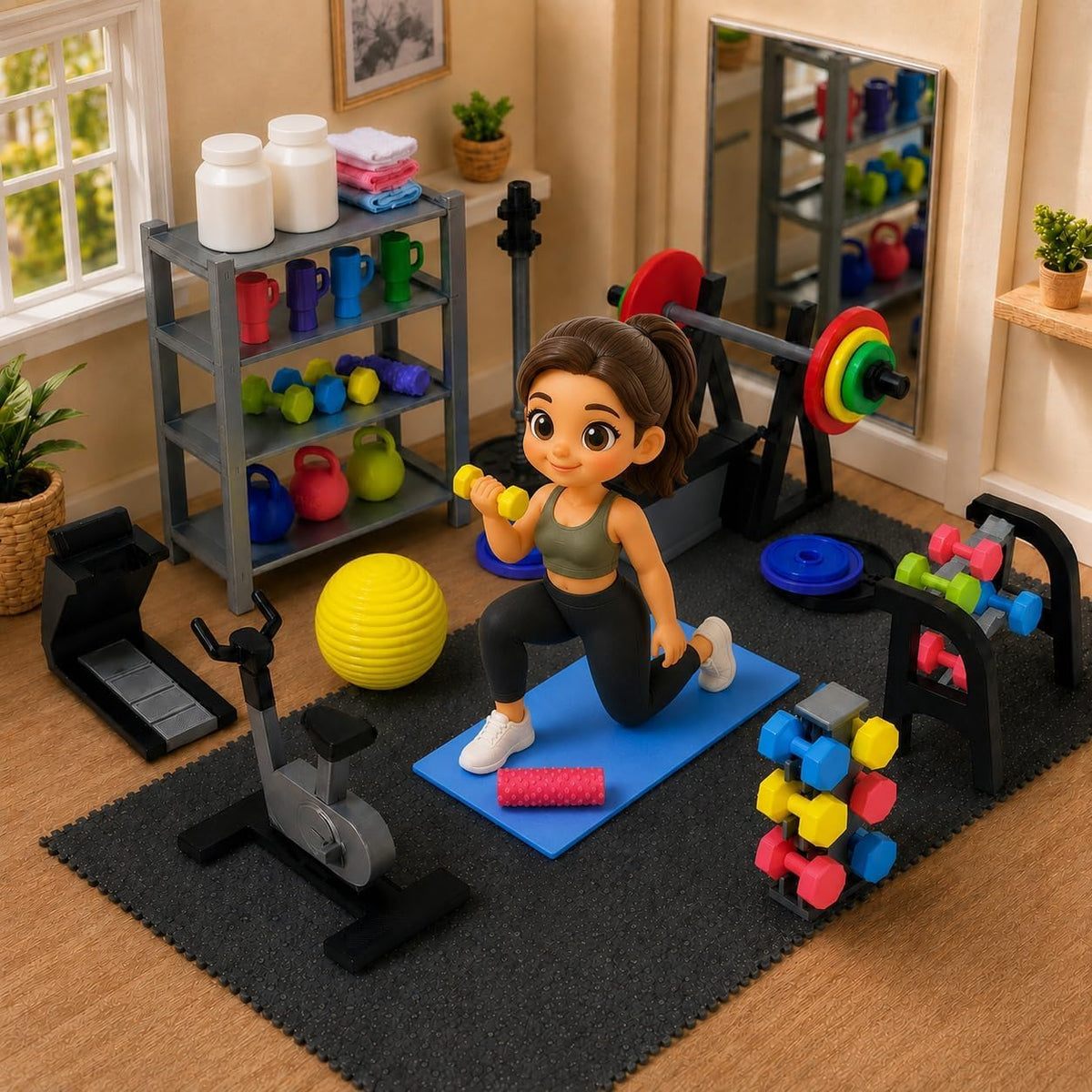 50 Pcs Miniature Gym Equipment Set, Plastic Mini House Fitness Accessories