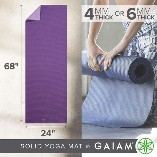 Yoga Mat, Solid Color Non-Slip, 6mm