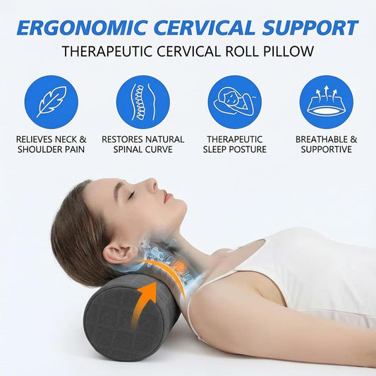 3.9" Small Neck Roll Memory Foam Pillow Cylinder,Detachable Cover