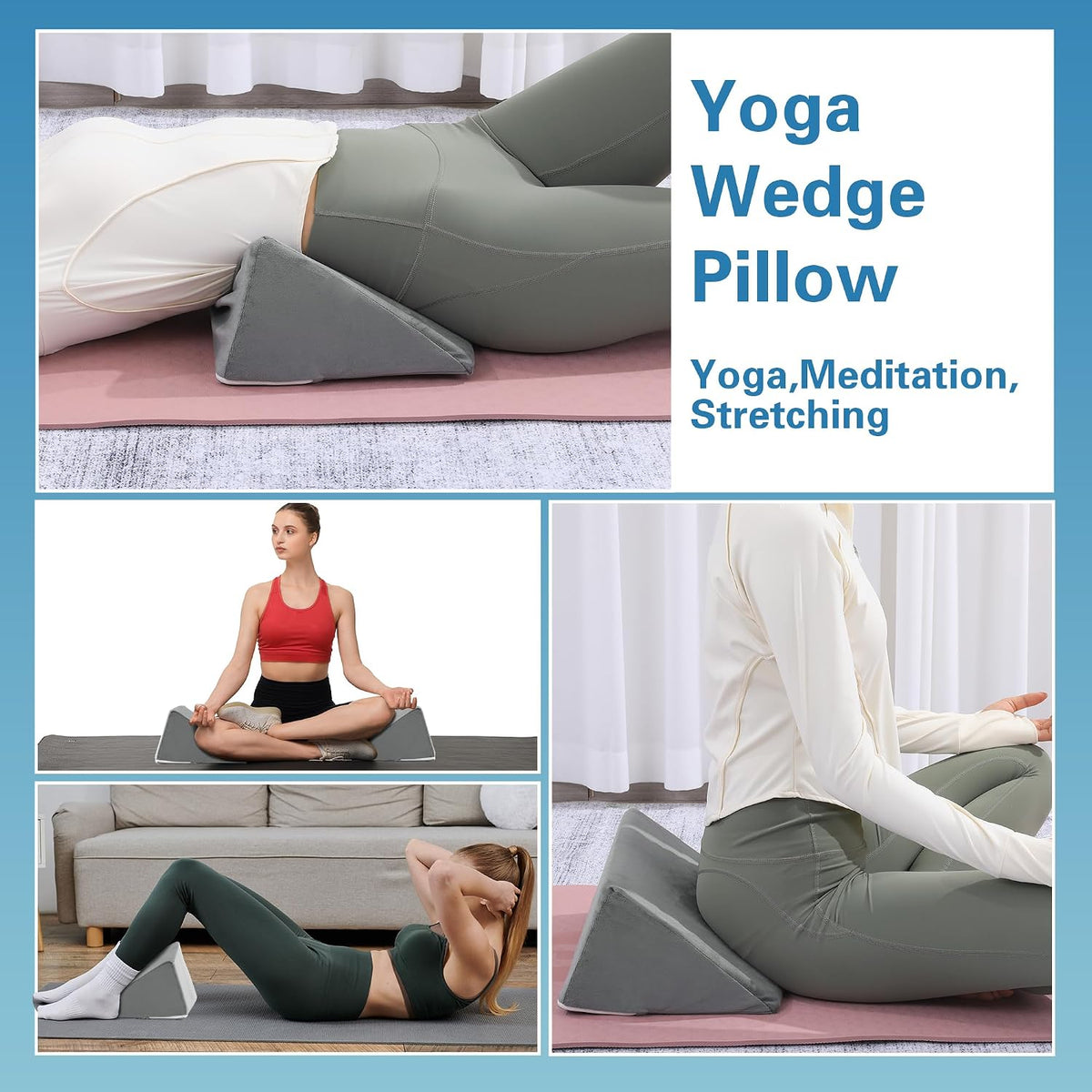 Small Wedge Pillow for Side Sleeping, Premium Foam Bed Pillow for Side Sleeping,Triangle Wedge Pillow for Leg Elevation,Yoga,Reduce Back Pain