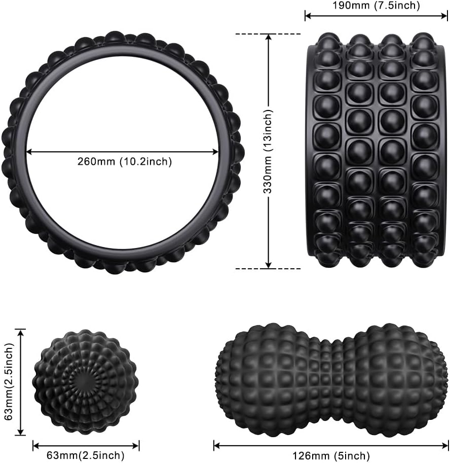 Back Roller Wheel,Back Stretcher,Back Cracker,Yoga Wheel, Foam Roller for Back Pain Relief and Posture Correction with Massage Ball