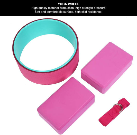 4pcs Yoga Set, Yoga Wheel Block Stretch Belt, Back Etching Equipment, ABS EVA Cotton l, Access for Home Gym Workout
