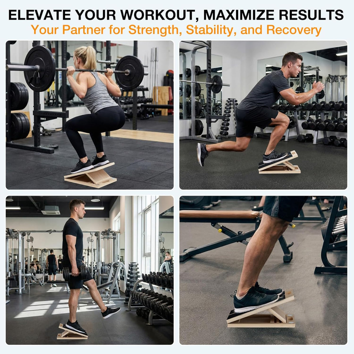 Slant Board for Calf-Stretching - Wooden Incline Wedge Stretcher for Squats, Foot & Ankle Mobility, Portable Fitness Equipment, Balance Block for Heel Stretch