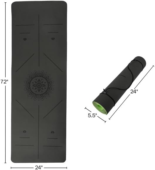 Non-Slip Yoga Mat with Alignment Marks – Lightweight Exercise Mat with Carry Strap for Home Workout or Travel Outdoors