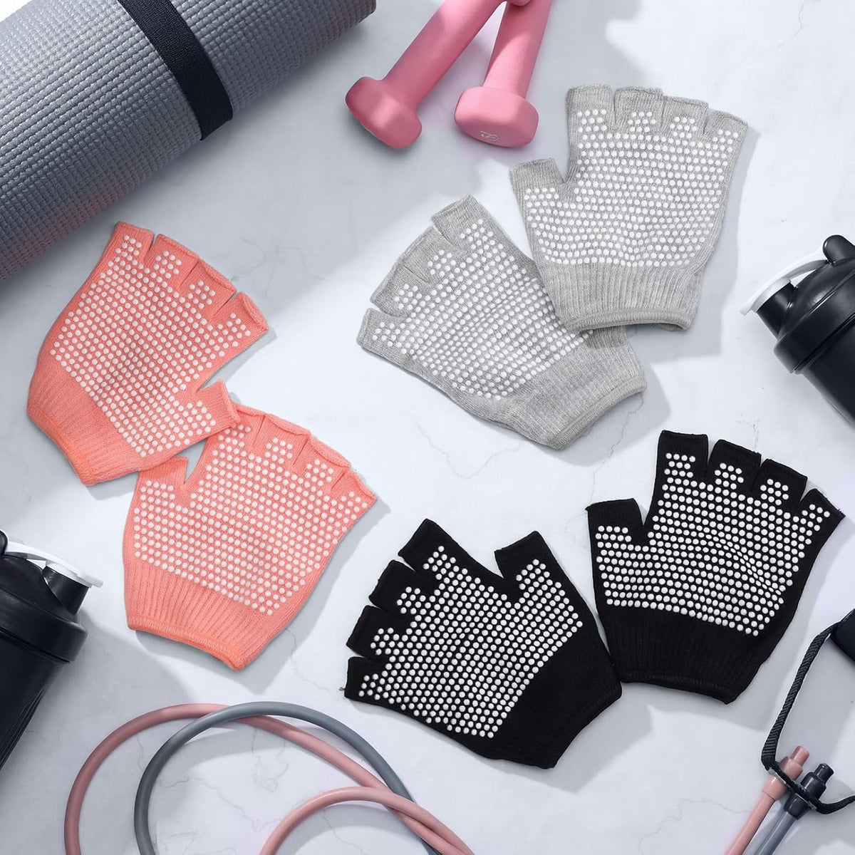 3 Pairs Yoga Pilates Workout Gloves