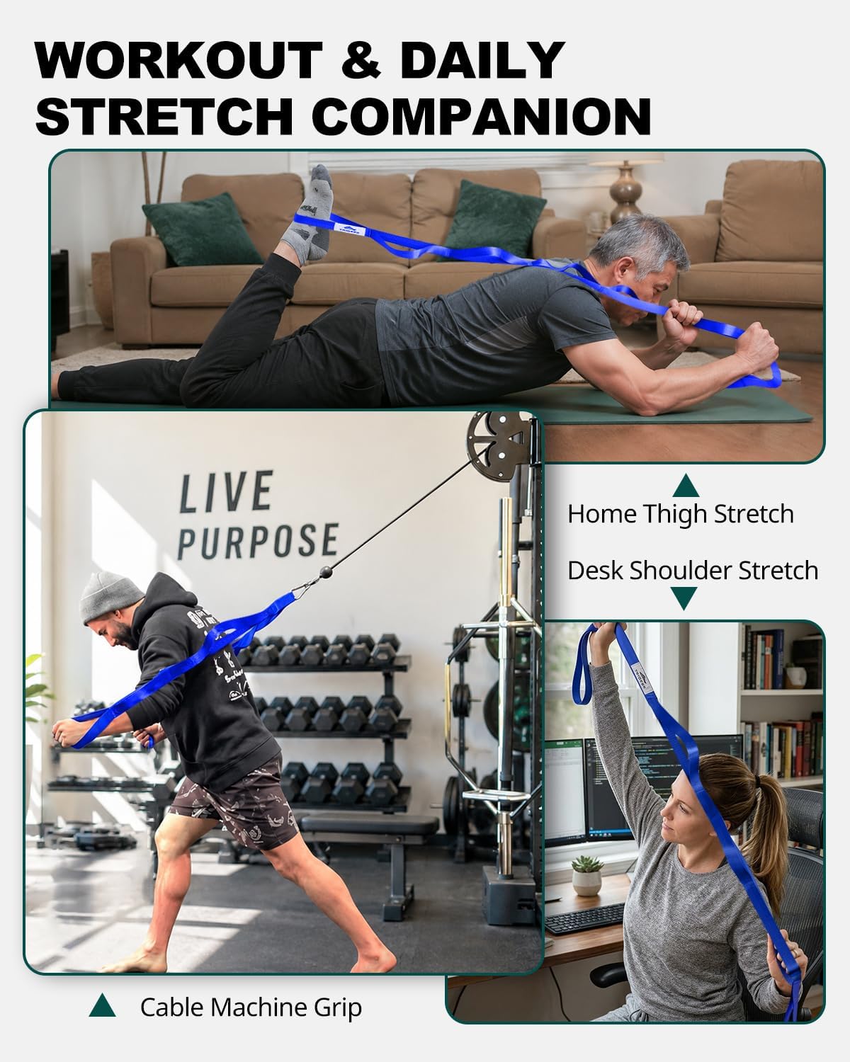 Stretching Strap with Loops, Yoga Strap, Stretch Bands for Exercise