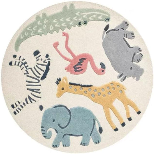 Cute Animals Round Rug,39.4“ Non Slip Soft Area Rugs for Living Room Bedroom