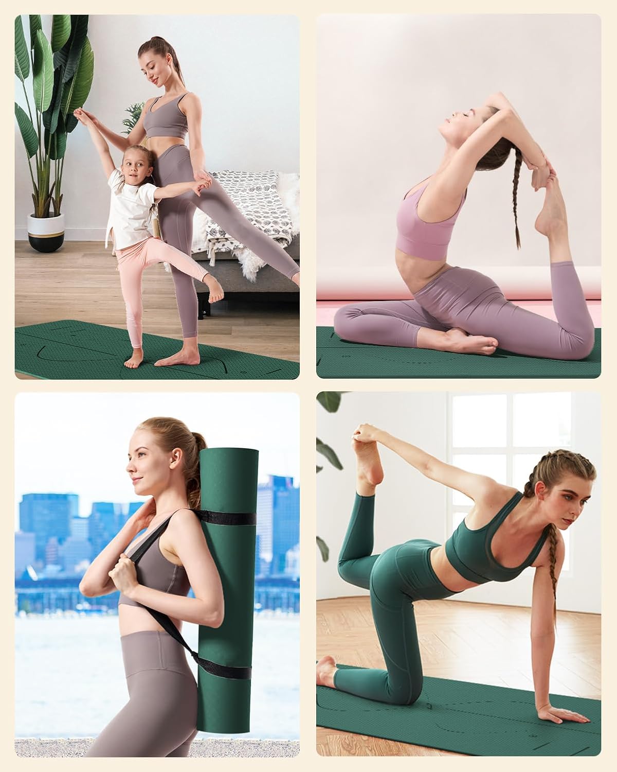 Yoga Mat, 72"x 32"x1/3" Extra Wide Non-Slip Exercise Fitness Yoga Mats,Eco-Friendly TPE Exercise Mats for Women Men Home Workout with Strap Bag