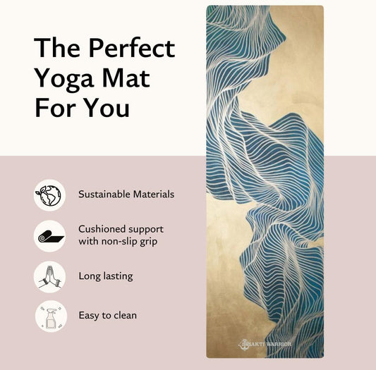 Foldable Travel Yoga Mat, 72 x 24 Inch, 1mm Thick | Premium printed natural rubber travel mat with foldable 1mm design and non-slip surface for hot yoga, Pilates and workouts.