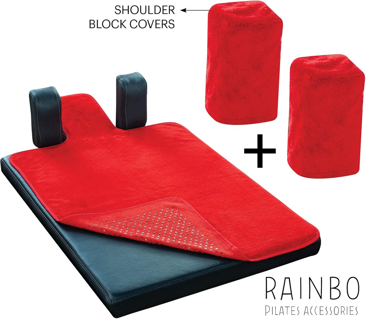 Pilates Reformer Non-Slip Mat Towel (Included 2 Pcs Shoulder Block Covers) (NAVY BLUE)