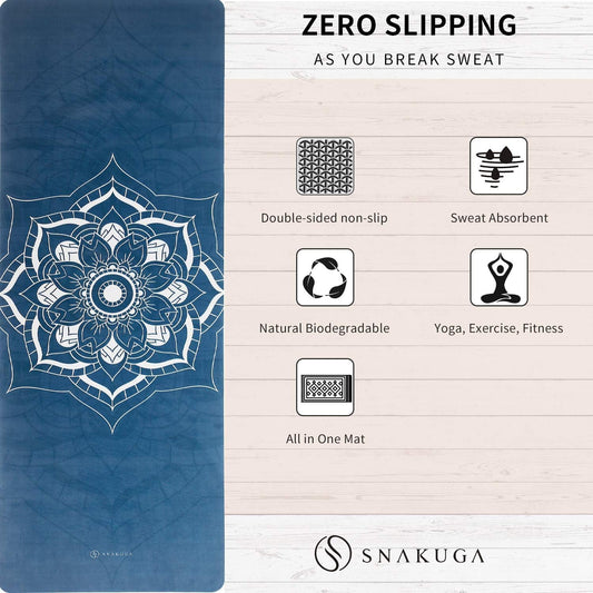 Travel Yoga Mat, Non Slip Exercise Suede Mat with Carry Bag, All-Purpose Fitness Mat with High Density Anti-Tear Surface for Women, Ideal for Pilates Workout (72'' x 24'' x 1.5mm Thick)