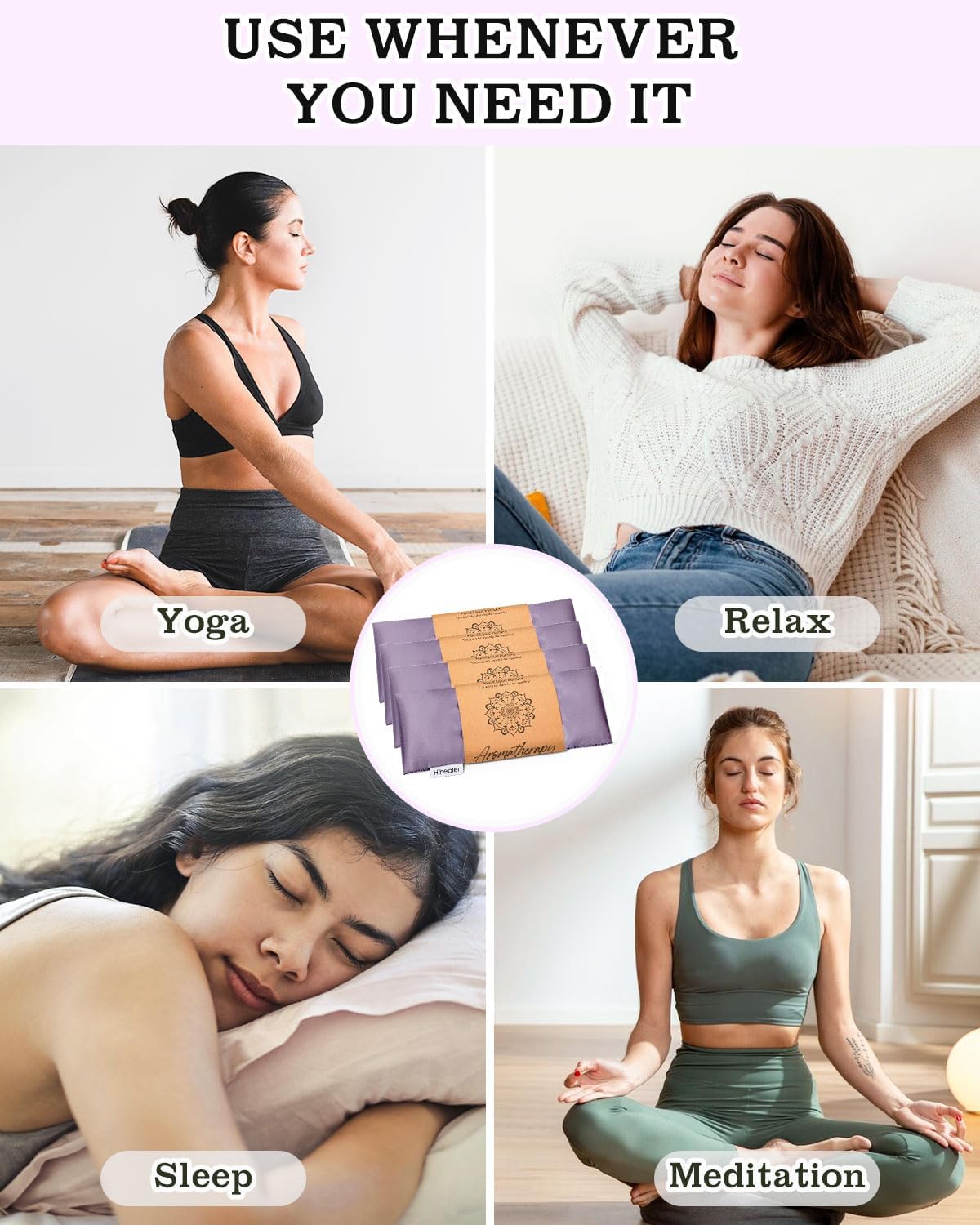 Lavender Eye Pillow for Sleeping, Weighted Eye Mask for Spa, Yoga
