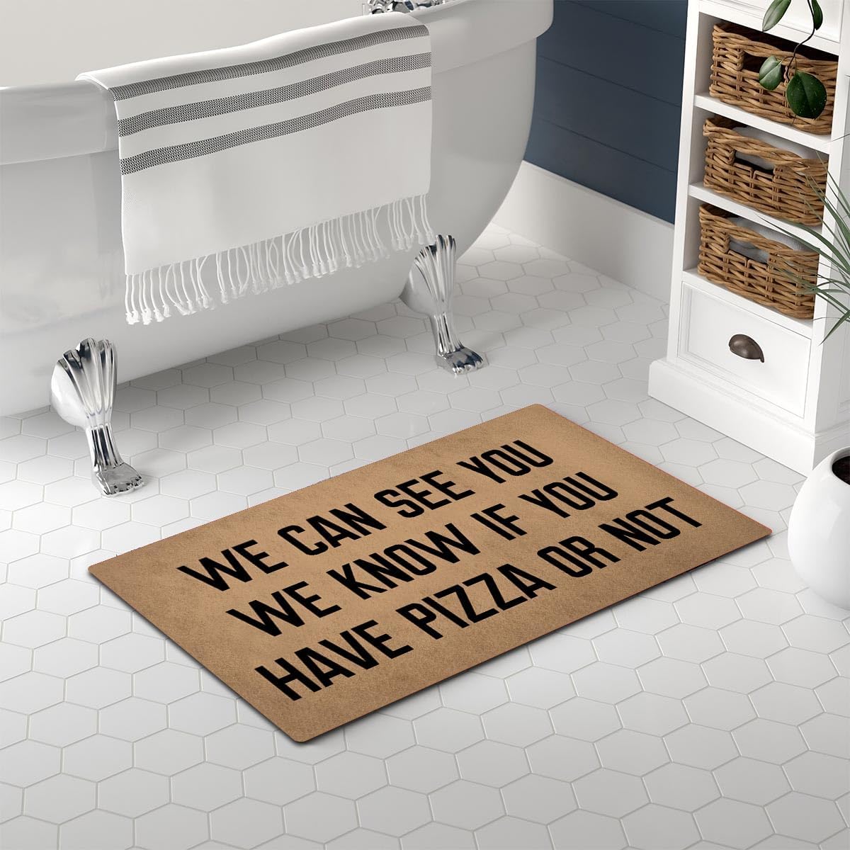 Funny Welcome Doormat Front Door Decor Rugs with Rubber Back 30"(L) x 18"(W) Personalized Matt Outside Entrance (Leave Your Worries At the Door Yoga Meditation Namaste)